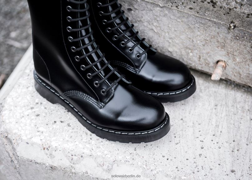 Männer Solovair Schwarzer, Hochglänzender 11-loch-derby-stiefel 0284f60