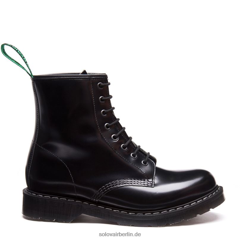 Männer Solovair Schwarzer, Hochglänzender 8-loch-derby-stiefel 0284f58