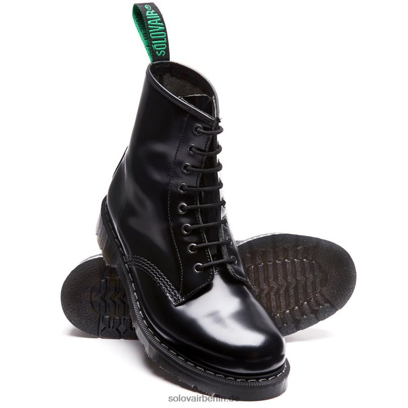 Männer Solovair Schwarzer, Hochglänzender 8-loch-derby-stiefel 0284f58