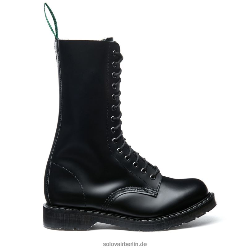 Männer Solovair Schwarzer, Hochglänzender Derby-stiefel Mit 14 ösen 0284f132