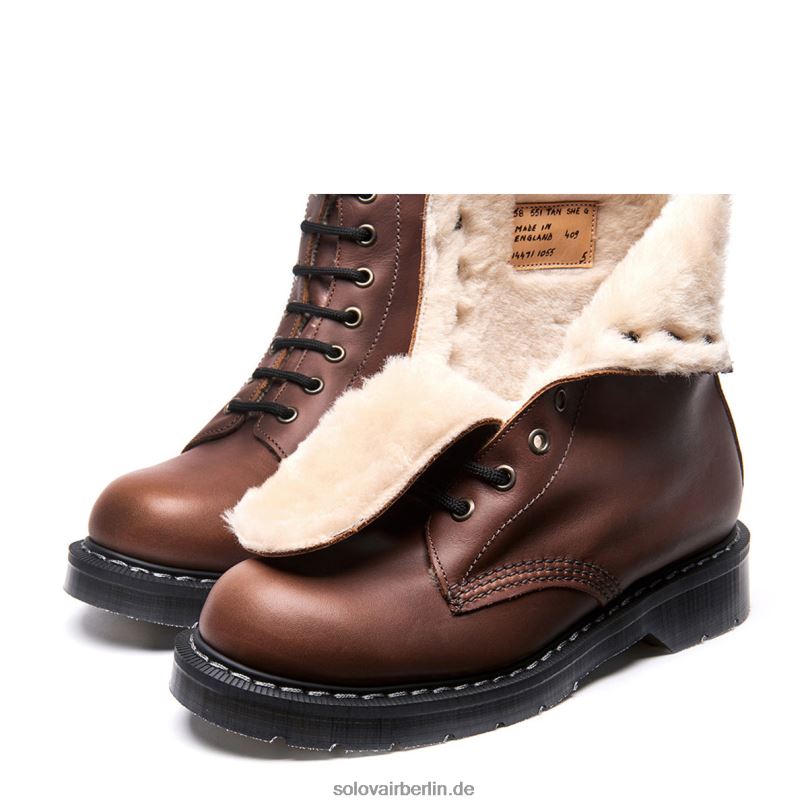 Männer Solovair Brauner, Mit Fettigem Lammfell Gefütterter 8-loch-derby-stiefel 0284f79