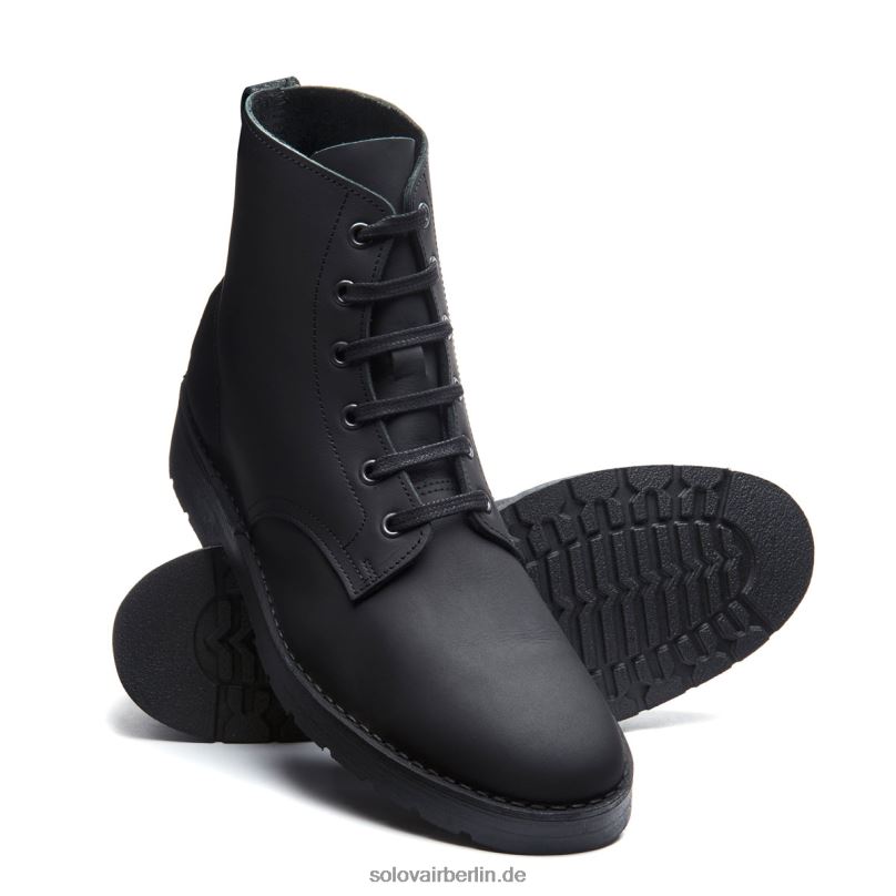 Männer Solovair Schwarzer Gewachster 6-loch-derby-stiefel 0284f88