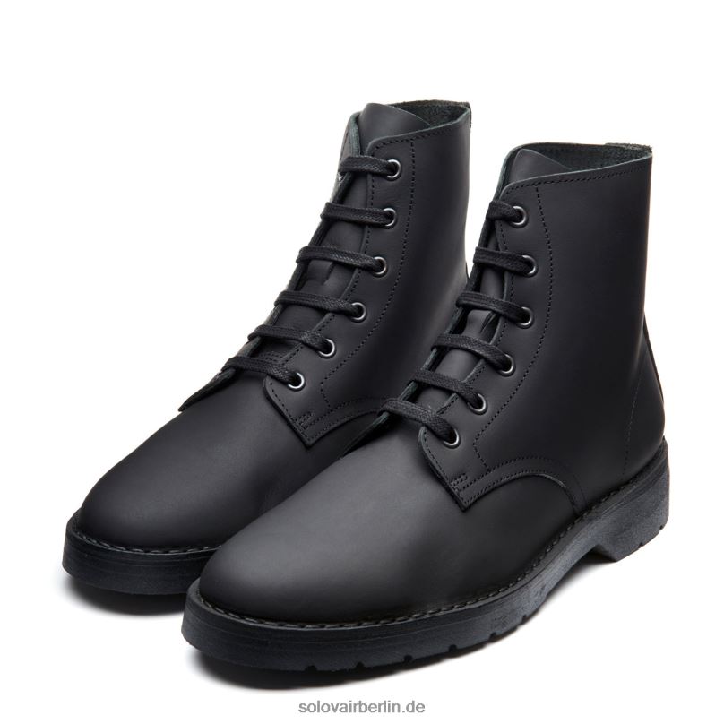 Männer Solovair Schwarzer Gewachster 6-loch-derby-stiefel 0284f88