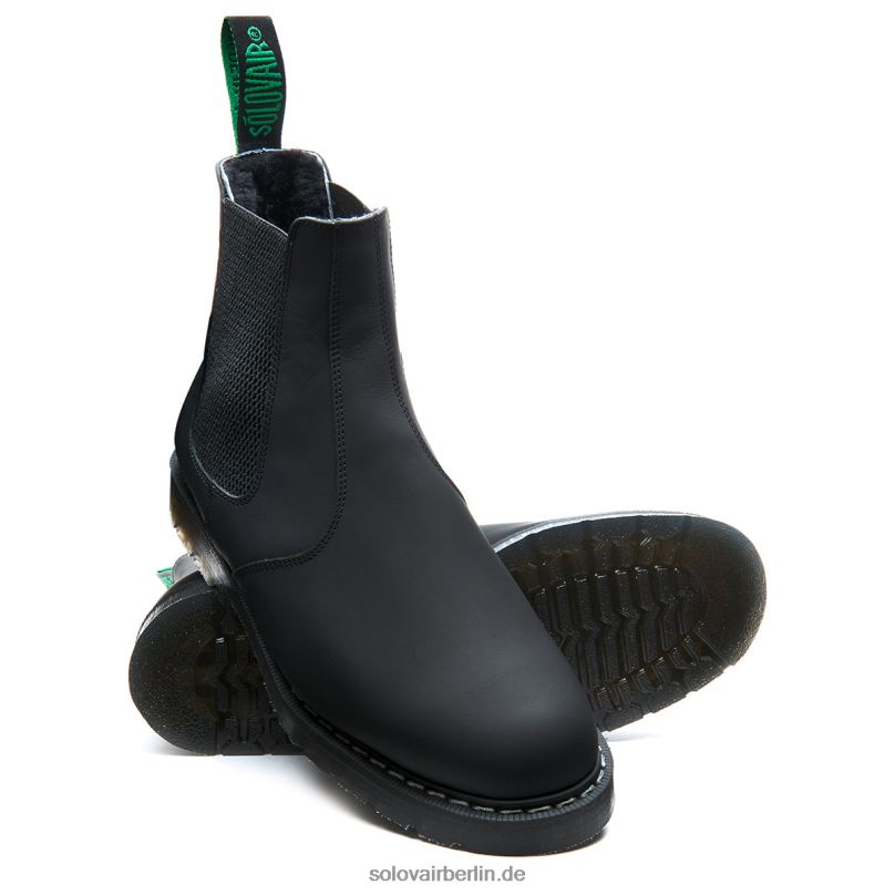 Männer Solovair Händlerstiefel Mit Schwarzem, Fettigem Lammfellfutter 0284f49