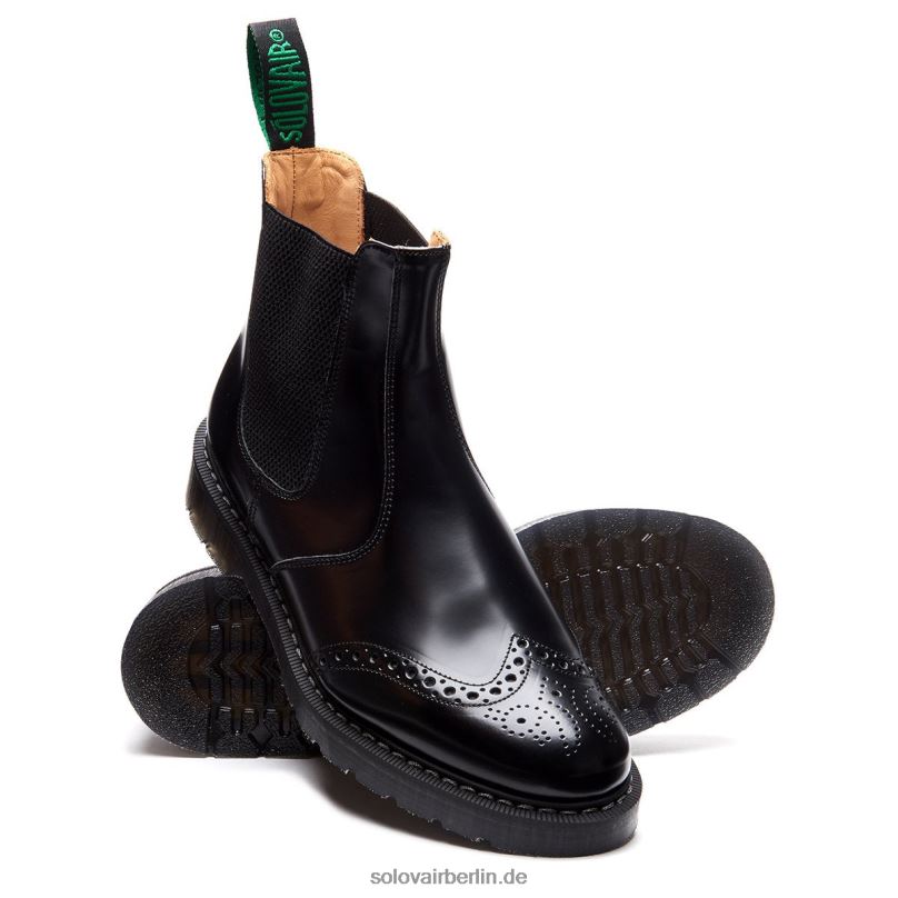 Männer Solovair Schwarzer Hi-shine Händler Brogue Stiefel 0284f50