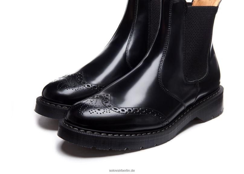 Männer Solovair Schwarzer Hi-shine Händler Brogue Stiefel 0284f50