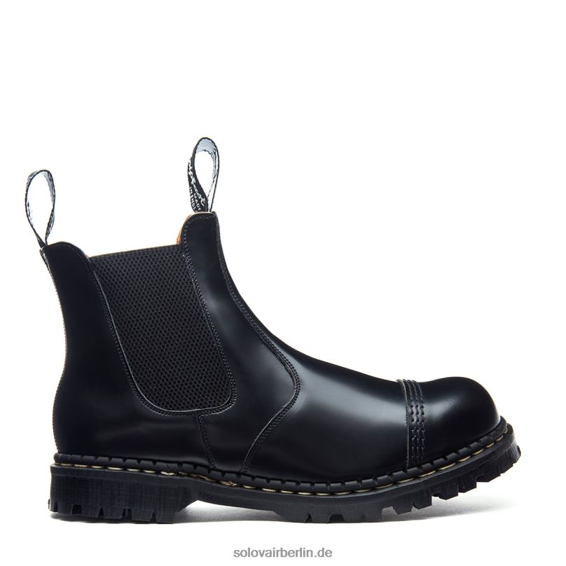 Männer Solovair Schwarzer, Hochglänzender Händlerstiefel Mit Stahlkappe 0284f47