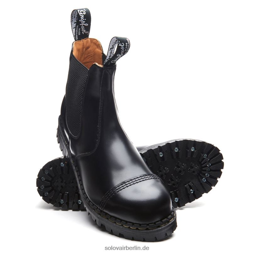 Männer Solovair Schwarzer, Hochglänzender Händlerstiefel Mit Stahlkappe 0284f47