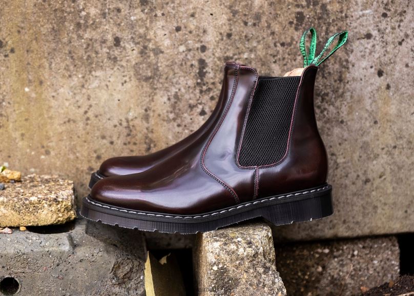 Männer Solovair Burgunderfarbener Rub-off-händlerstiefel 0284f43
