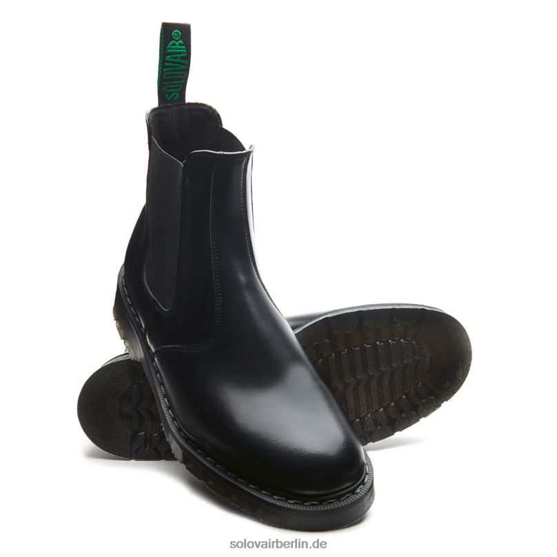 Männer Solovair Schwarzer Veganer Hi-shine Händlerstiefel 0284f54