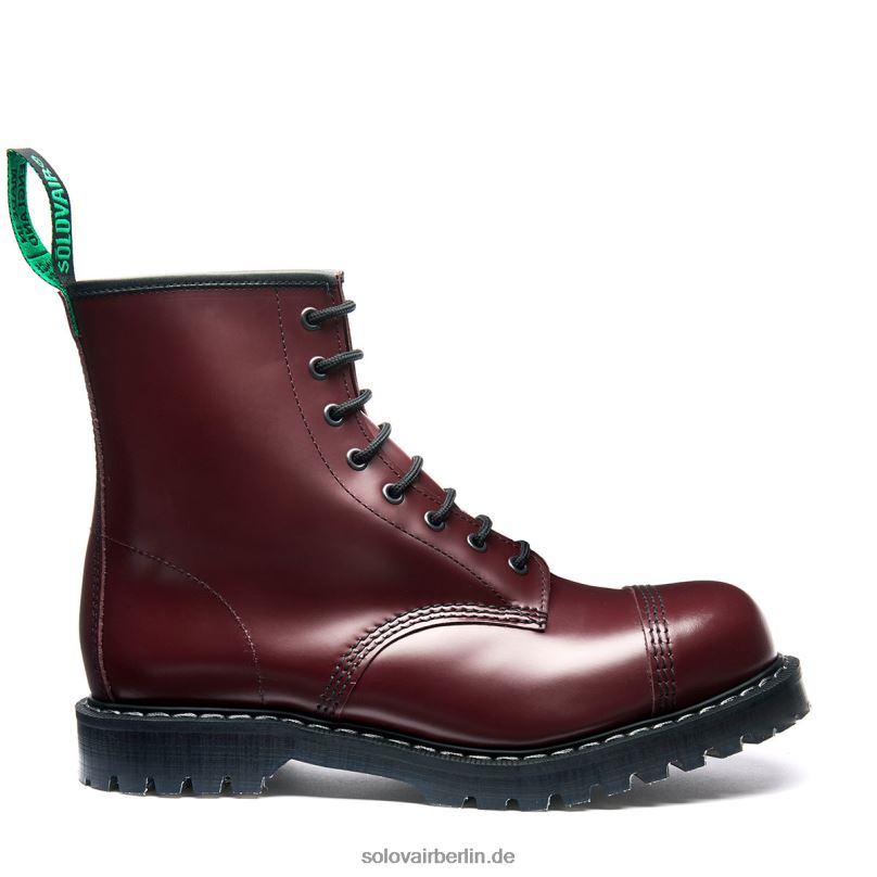 Männer Solovair Kirschroter, Hochglänzender 8-loch-derby-stiefel Mit Stahlkappe 0284f160